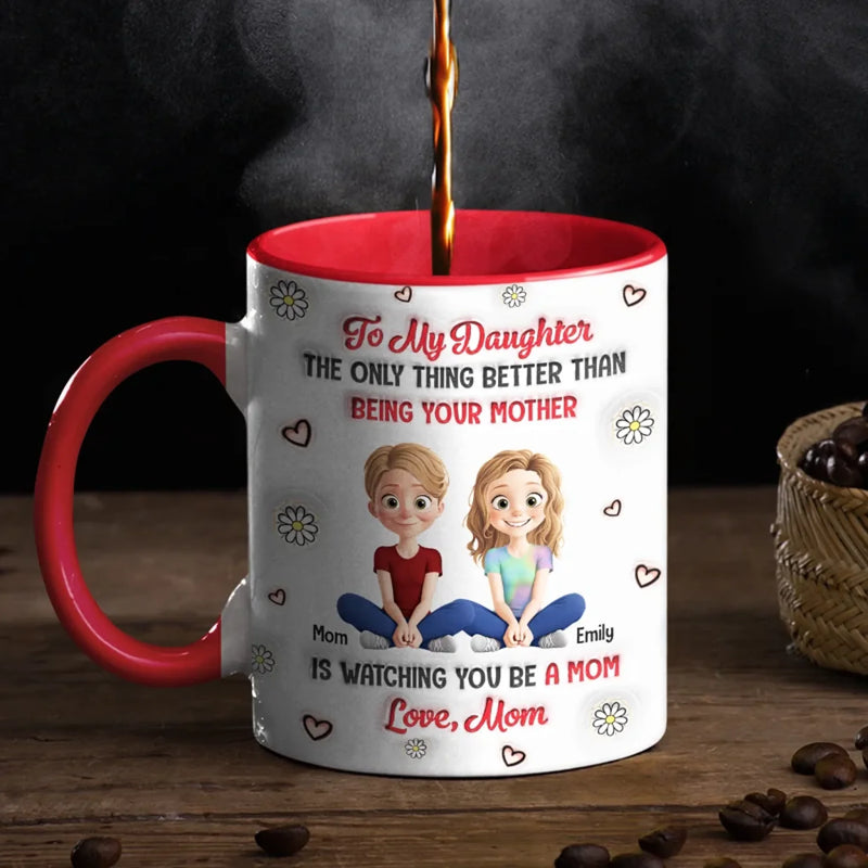 The Joys Of Motherhood - Family Personalized Custom 3D Inflated Effect Printed Accent Mug - Mother's Day, Gift For Mom, Daughter