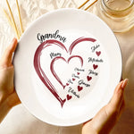 Grandma’s Heart, Our Forever Home - Family Personalized Custom Ceramic Plate - Mother's Day, Gift For Mom, Grandma