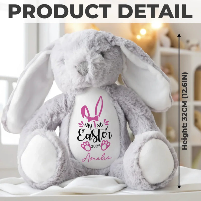 Ears Full Of Joy, Heart Full Of Love - Family Personalized Custom Easter Bunny Plush - Easter Gift For Baby, Kids, New Moms