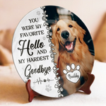Custom Photo Your Paw Prints Are Forever On My Heart - Memorial Personalized Custom Ceramic Plate - Sympathy Gift For Dog Lovers, Pet Owners