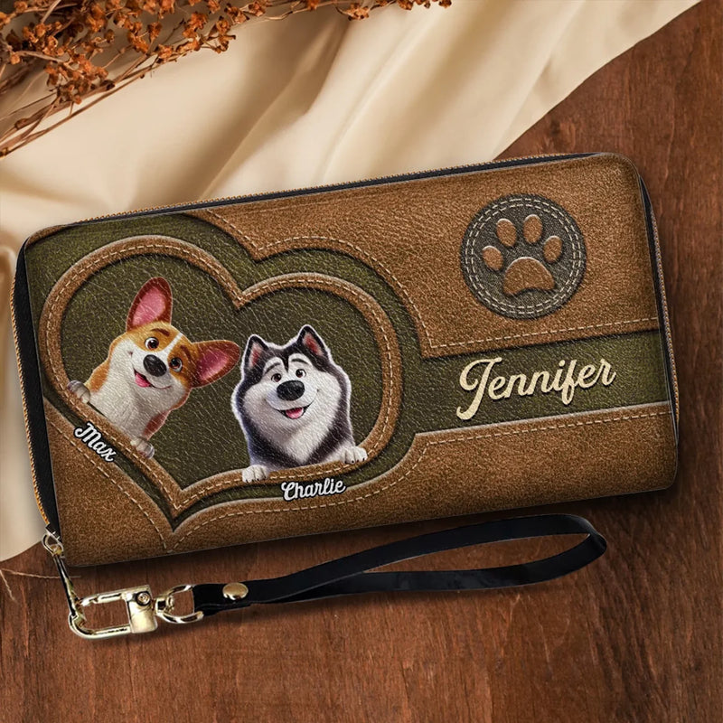 Unconditional Love With Paws - Dog & Cat Personalized Custom Leather Long Wallet - Gift For Pet Owners, Pet Lovers