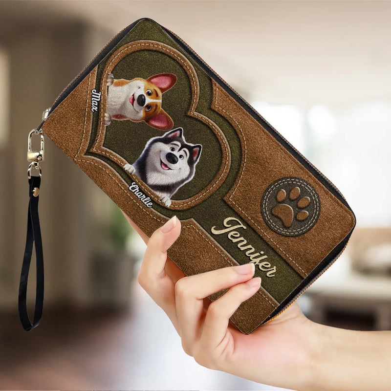 Unconditional Love With Paws - Dog & Cat Personalized Custom Leather Long Wallet - Gift For Pet Owners, Pet Lovers