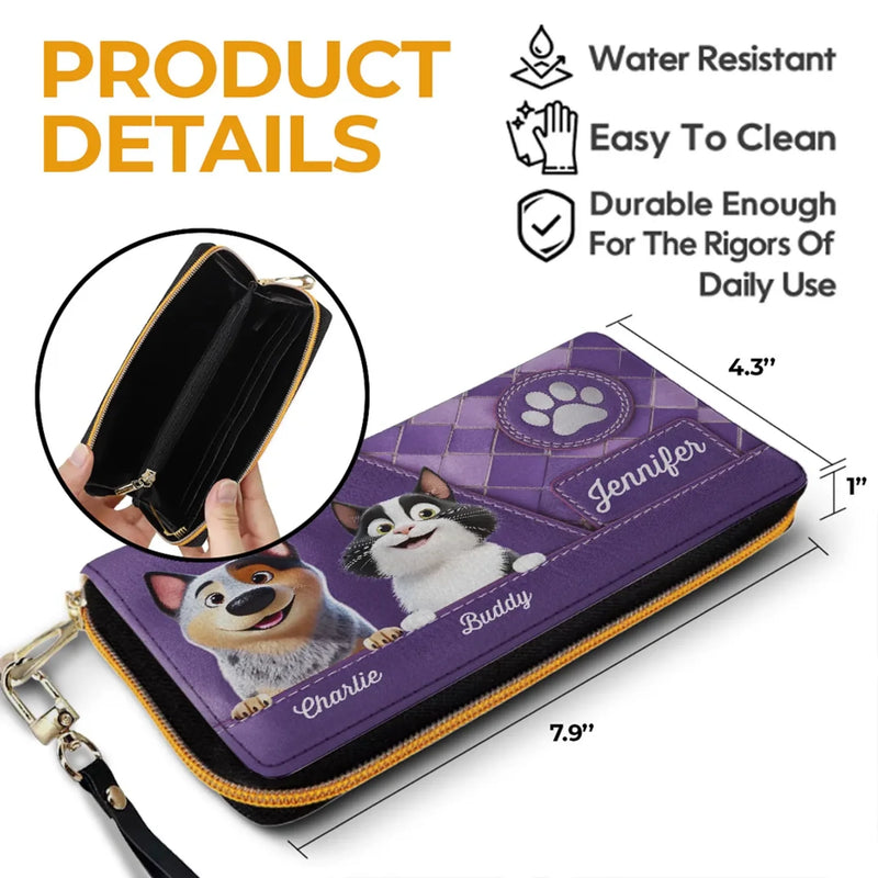 Furry Friend, Endless Love - Dog & Cat Personalized Custom Leather Long Wallet - Gift For Pet Owners, Pet Lovers