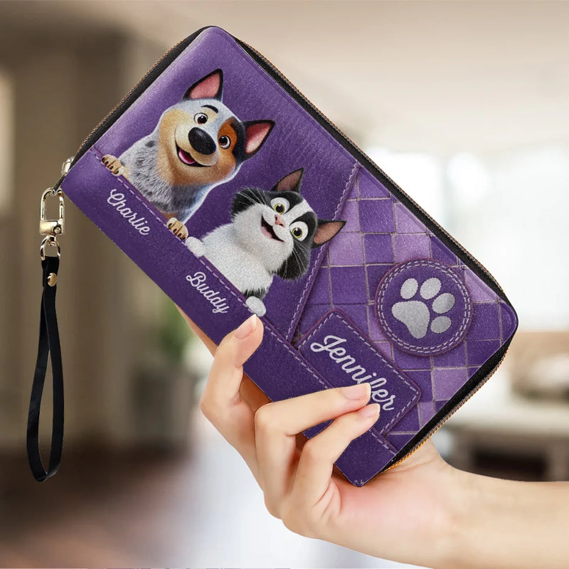 Furry Friend, Endless Love - Dog & Cat Personalized Custom Leather Long Wallet - Gift For Pet Owners, Pet Lovers