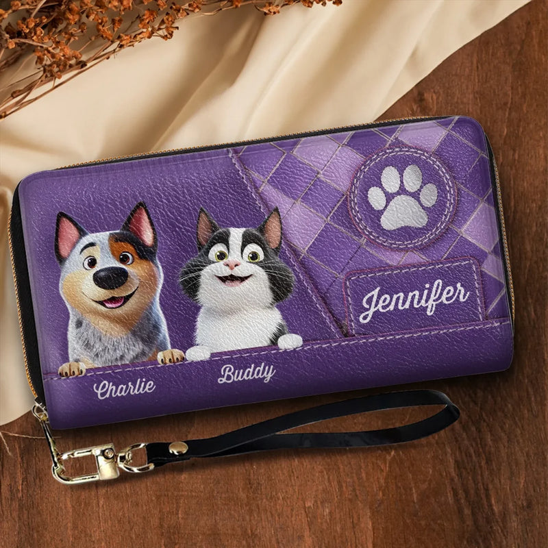 Furry Friend, Endless Love - Dog & Cat Personalized Custom Leather Long Wallet - Gift For Pet Owners, Pet Lovers