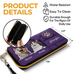 Happiness Is A Wagging Tail - Dog & Cat Personalized Custom Leather Long Wallet - Gift For Dog Lovers, Cat Lovers
