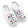 From Grandma To Mom, The Love Never Ends - Family Personalized Custom Fluffy Slippers - Mother's Day, Gift For Mom, Grandma