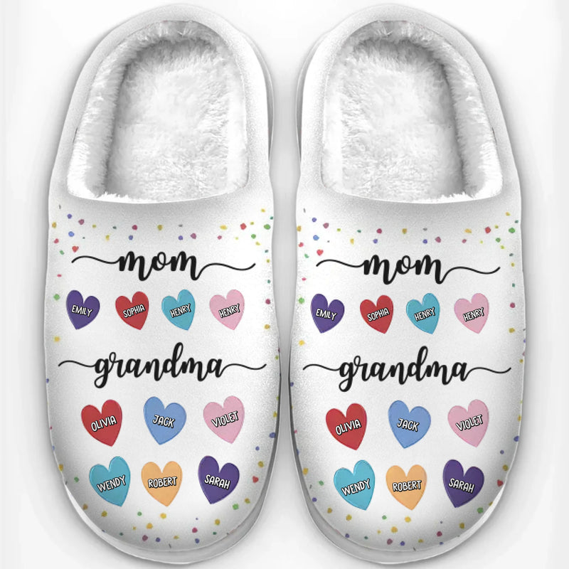 From Grandma To Mom, The Love Never Ends - Family Personalized Custom Fluffy Slippers - Mother's Day, Gift For Mom, Grandma
