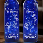 The Day You Became My Mommy - Family Personalized Custom Blue Bottle Lamp - Mother's Day, Baby Shower Gift, Gift For Mom, New Moms