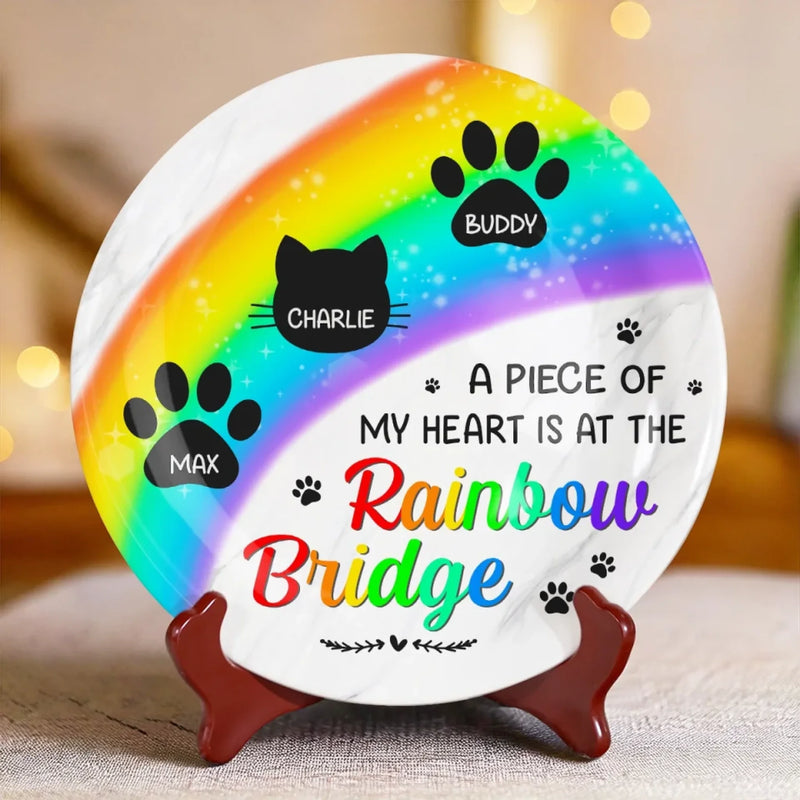Cherished Paws, Eternal Love - Memorial Personalized Custom Ceramic Plate - Sympathy Gift For Pet Owners, Pet Lovers