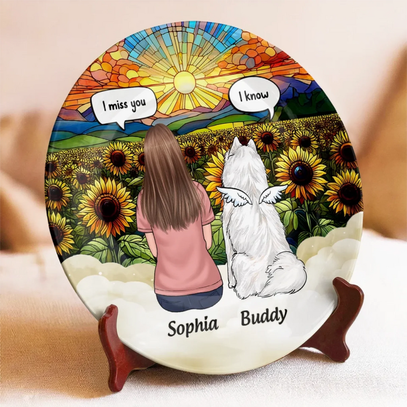 Love Never Fades, It Only Grows Stronger - Memorial Personalized Custom Ceramic Plate - Sympathy Gift For Pet Owners, Pet Lovers