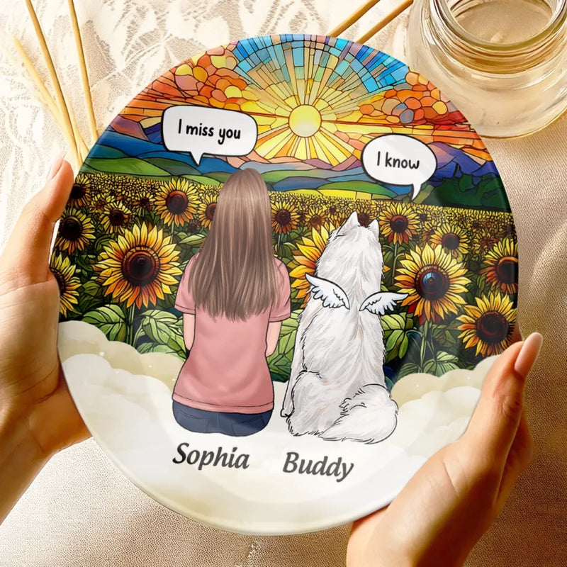 Love Never Fades, It Only Grows Stronger - Memorial Personalized Custom Ceramic Plate - Sympathy Gift For Pet Owners, Pet Lovers