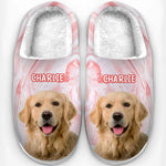 Custom Photo Cozy Feet, Happy Heart - Dog & Cat Personalized Custom Fluffy Slippers - Mother's Day, Gift For Dog Lovers, Pet Owners