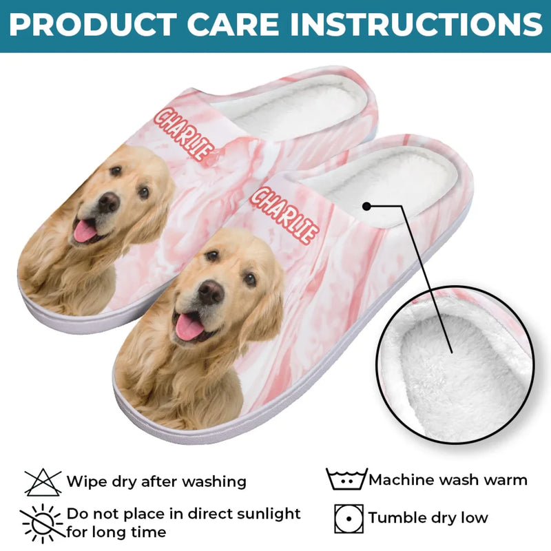 Custom Photo Cozy Feet, Happy Heart - Dog & Cat Personalized Custom Fluffy Slippers - Mother's Day, Gift For Pet Owners, Pet Lovers