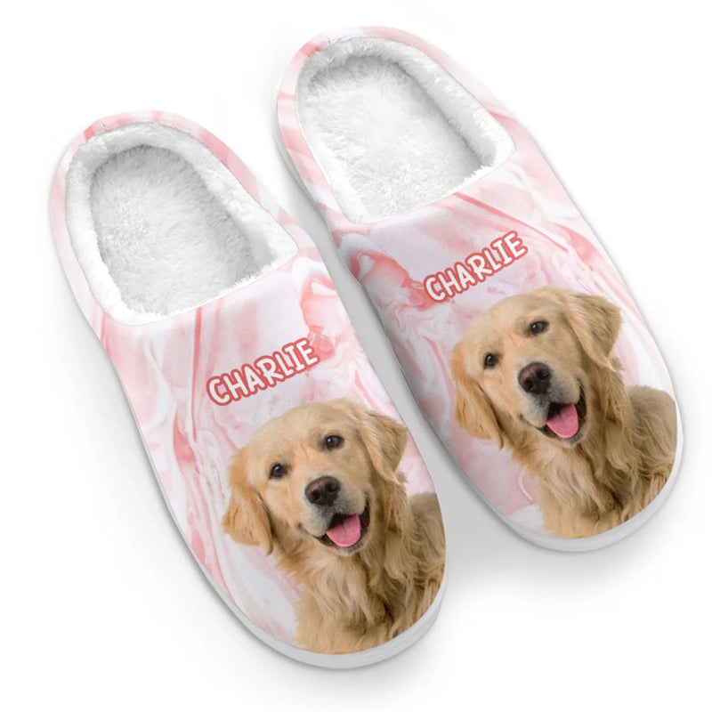 Custom Photo Cozy Feet, Happy Heart - Dog & Cat Personalized Custom Fluffy Slippers - Mother's Day, Gift For Pet Owners, Pet Lovers