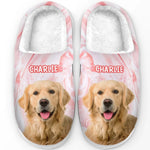 Custom Photo Cozy Feet, Happy Heart - Dog & Cat Personalized Custom Fluffy Slippers - Mother's Day, Gift For Dog Lovers, Pet Owners
