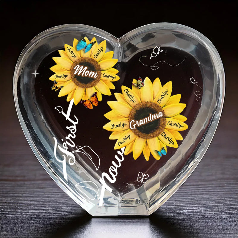A Garden Of Love, Rooted In Family - Family Personalized Custom 3D Crystal Heart Shaped - Mother's Day, Gift For Mom, Grandma