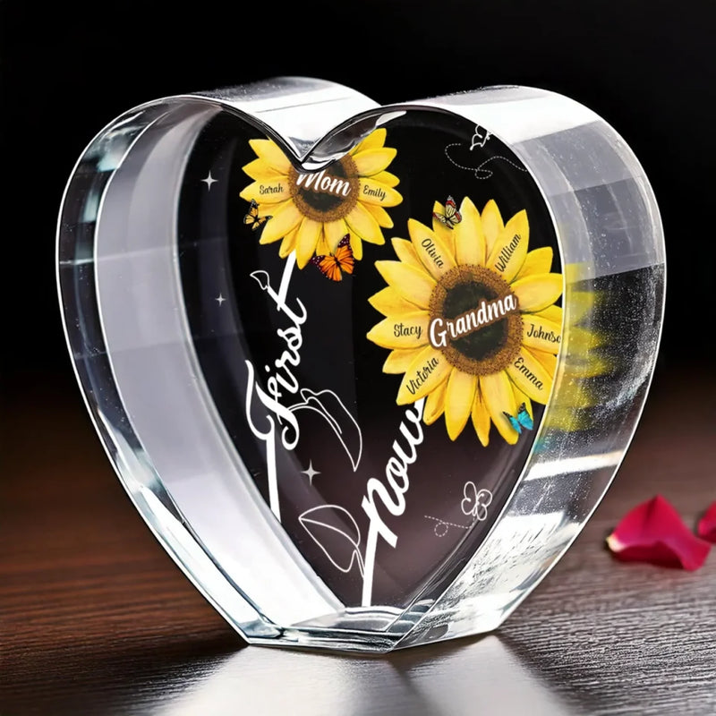 A Garden Of Love, Rooted In Family - Family Personalized Custom 3D Crystal Heart Shaped - Mother's Day, Gift For Mom, Grandma