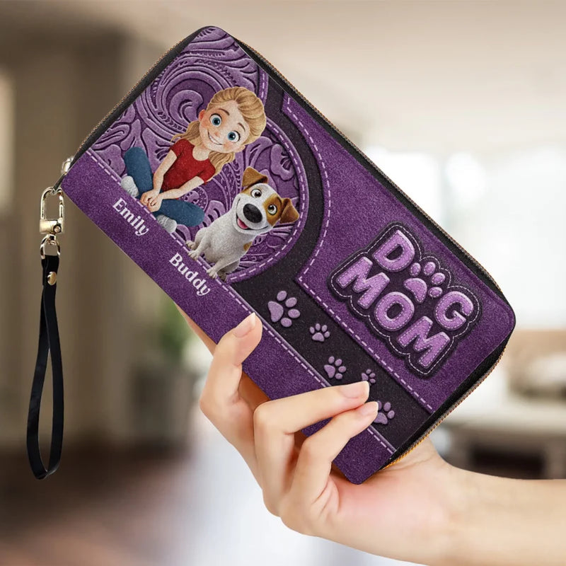 Furry Love, Forever Bond - Dog Personalized Custom Leather Long Wallet - Gift For Pet Owners, Pet Lovers