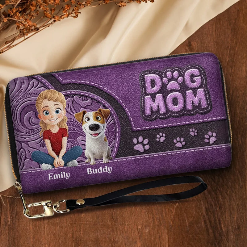Furry Love, Forever Bond - Dog Personalized Custom Leather Long Wallet - Gift For Pet Owners, Pet Lovers
