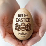First Easter, Forever Treasured - Family Personalized Custom Wooden Egg Shaker - Easter Gift For Baby, Kids