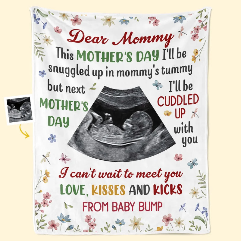 Custom Photo I Can't Wait To Meet You - Family Personalized Custom Blanket - Mother's Day, Baby Shower Gift, Gift For First Mom