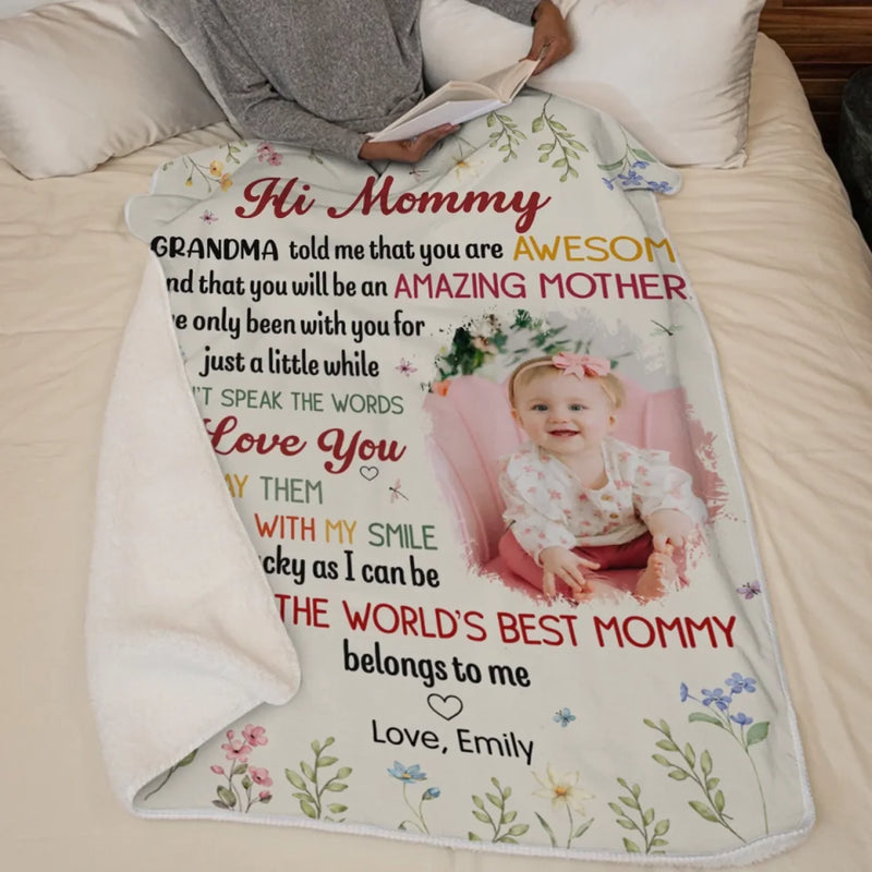 Custom Photo The World’s Best Mommy Belongs To Me - Family Personalized Custom Blanket - Mother's Day, Baby Shower Gift, Gift For First Mom