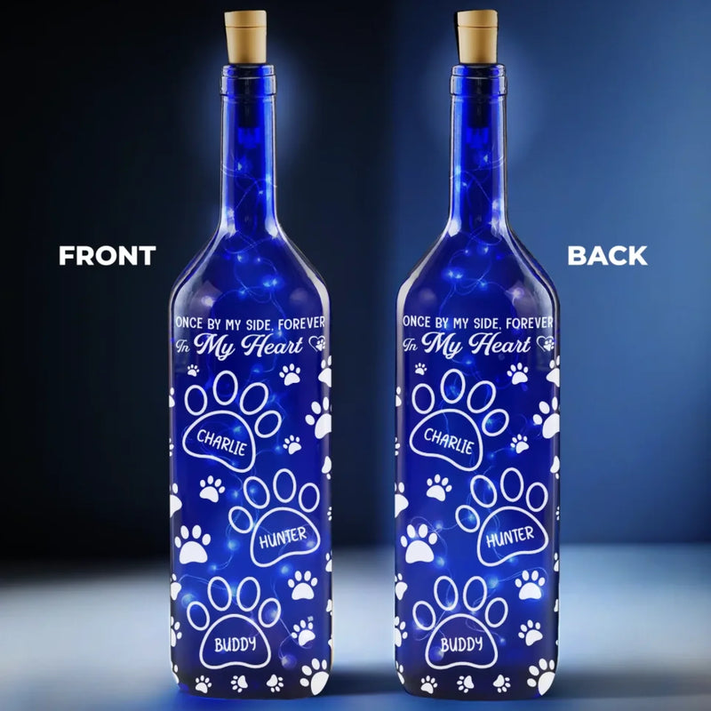 Your Paw Prints Will Always Stay - Memorial Personalized Custom Blue Bottle Lamp - Sympathy Gift For Pet Owners, Pet Lovers