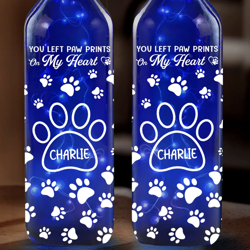 Your Paw Prints Will Always Stay - Memorial Personalized Custom Blue Bottle Lamp - Sympathy Gift For Pet Owners, Pet Lovers