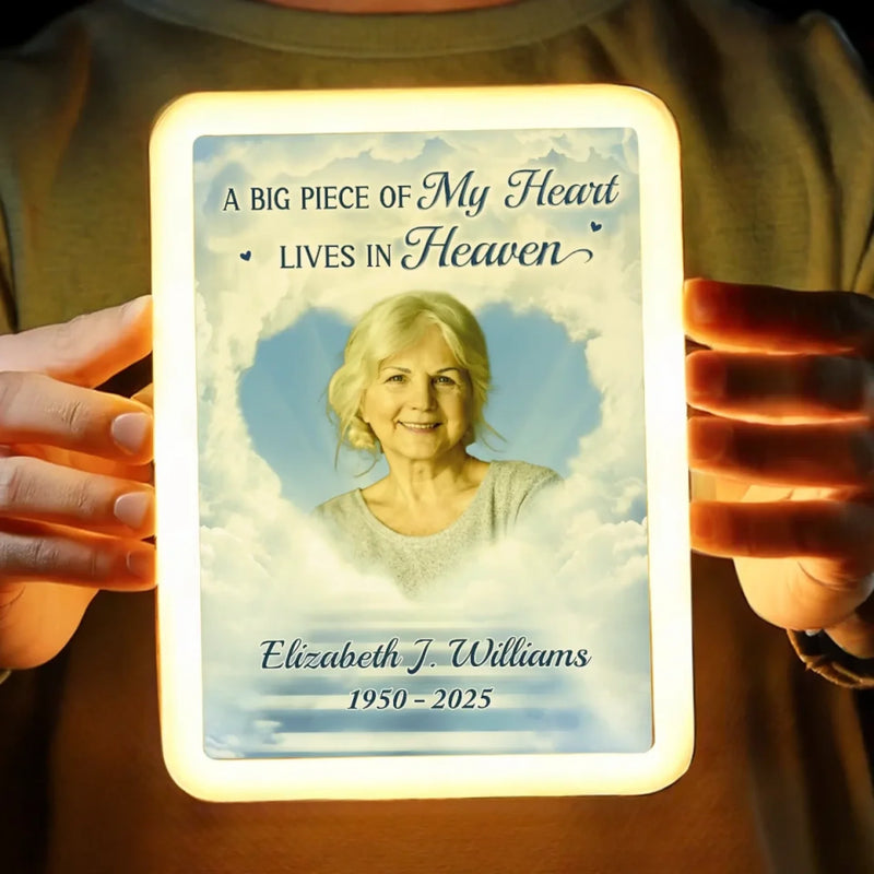 Custom Photo Always In Our Hearts, Never Forgotten - Memorial Personalized Custom LED Mirror Frame Lamp - Sympathy Gift For Family Members