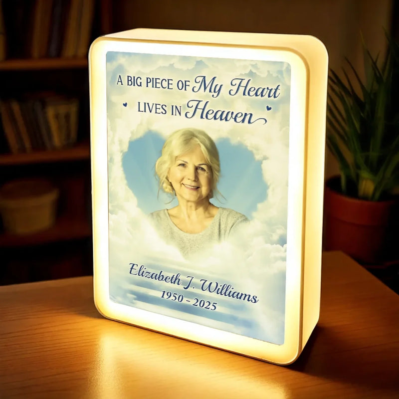 Custom Photo Always In Our Hearts, Never Forgotten - Memorial Personalized Custom LED Mirror Frame Lamp - Sympathy Gift For Family Members