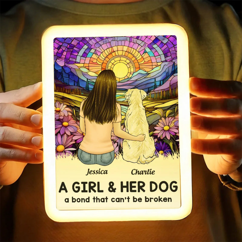 Together Always, Love Beyond Words - Dog Personalized Custom LED Mirror Frame Lamp - Gift For Pet Owners, Pet Lovers