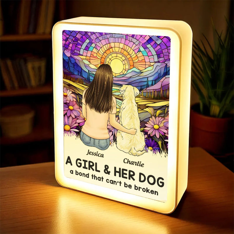 Together Always, Love Beyond Words - Dog Personalized Custom LED Mirror Frame Lamp - Gift For Pet Owners, Pet Lovers