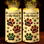 Your Paw Prints Are Forever Etched On My Heart - Memorial Personalized Custom LED Projection Flameless Candle - Sympathy Gift For Dog Lovers, Cat Lovers