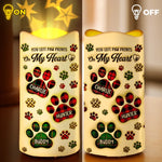 Your Paw Prints Are Forever Etched On My Heart - Memorial Personalized Custom LED Projection Flameless Candle - Sympathy Gift For Dog Lovers, Cat Lovers