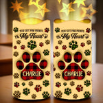 Your Paw Prints Are Forever Etched On My Heart - Memorial Personalized Custom LED Projection Flameless Candle - Sympathy Gift For Dog Lovers, Cat Lovers