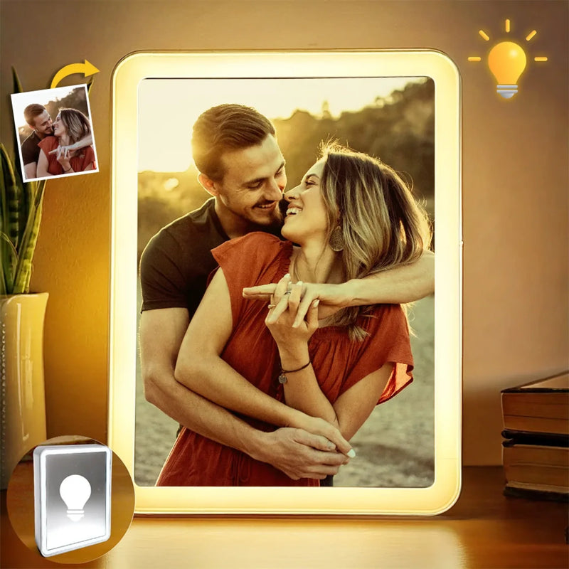 Custom Photo Every Moment With You Is A Gift - Couple Personalized Custom LED Mirror Frame Lamp - Gift For Husband Wife, Anniversary