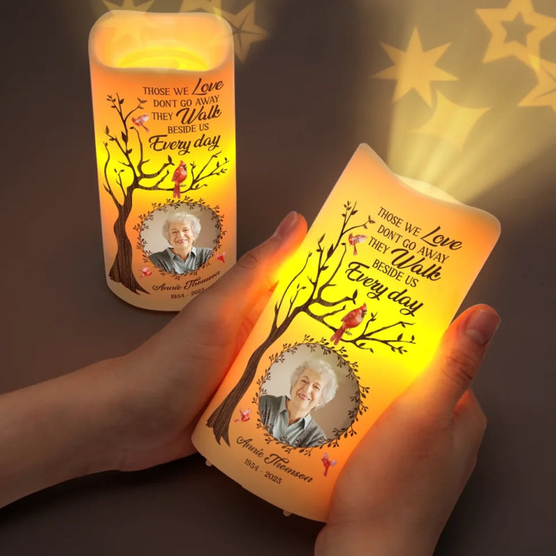 Custom Photo Love Lives On, Even After Goodbye - Memorial Personalized Custom LED Projection Flameless Candle - Sympathy Gift For Family