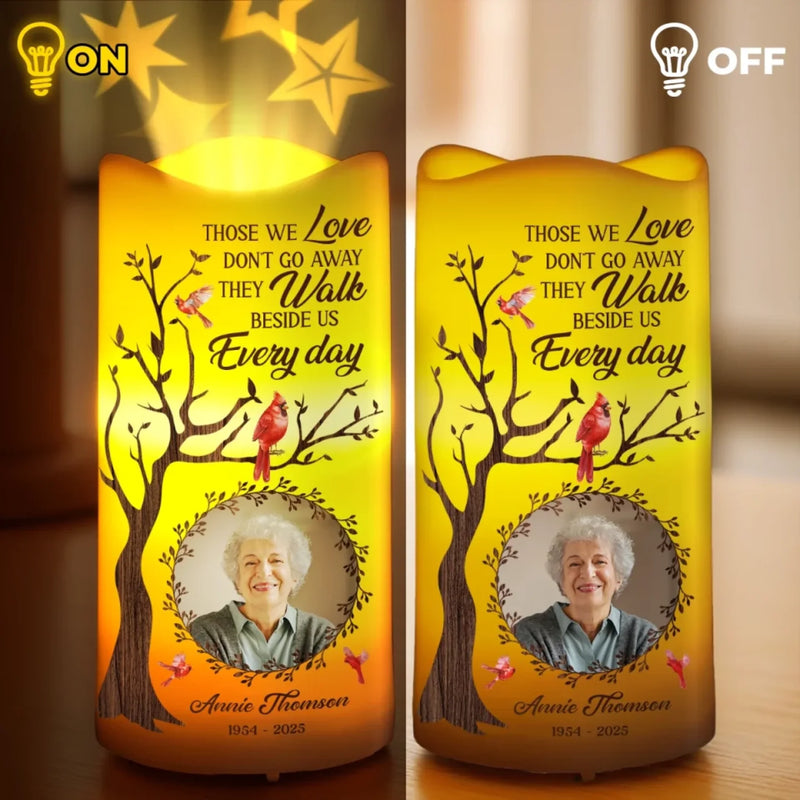 Custom Photo Love Lives On, Even After Goodbye - Memorial Personalized Custom LED Projection Flameless Candle - Sympathy Gift For Family