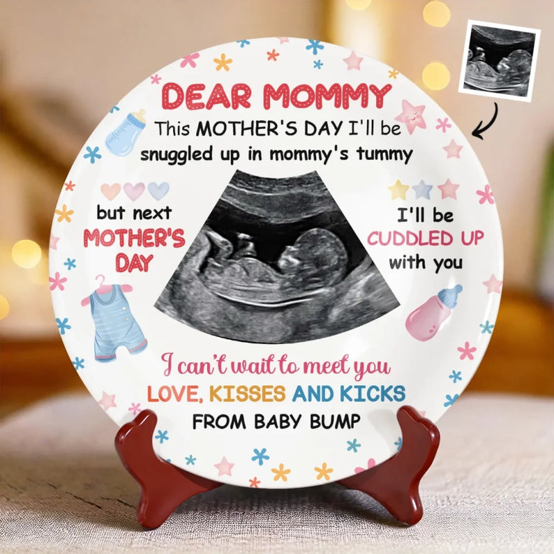 Custom Photo A Bundle Of Joy Is Coming Soon - Family Personalized Custom Ceramic Plate - Mother's Day, Baby Shower Gift, Gift For First Mom