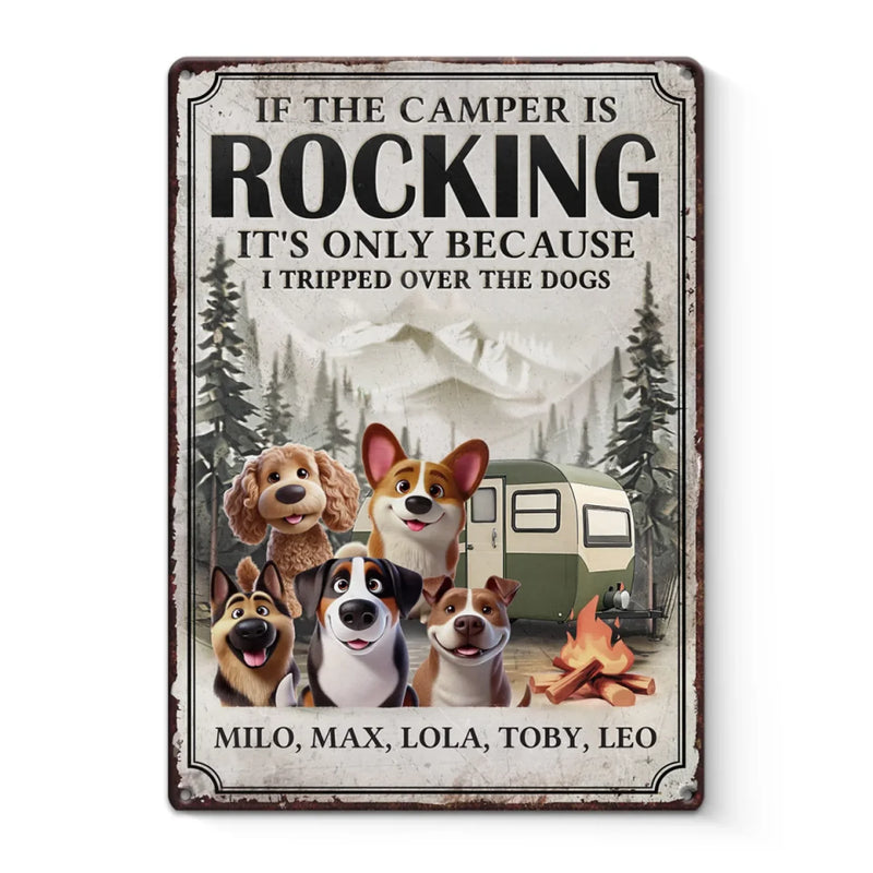 Welcome To Camp Wagging Tails - Dog Personalized Custom Home Decor Metal Sign - House Warming Gift For Pet Owners, Pet Lovers