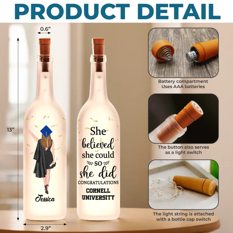 The Future Is Bright, Just Like You - Family Personalized Custom Bottle Lamp - Graduation Gift For Daughter, Granddaughter, Sister