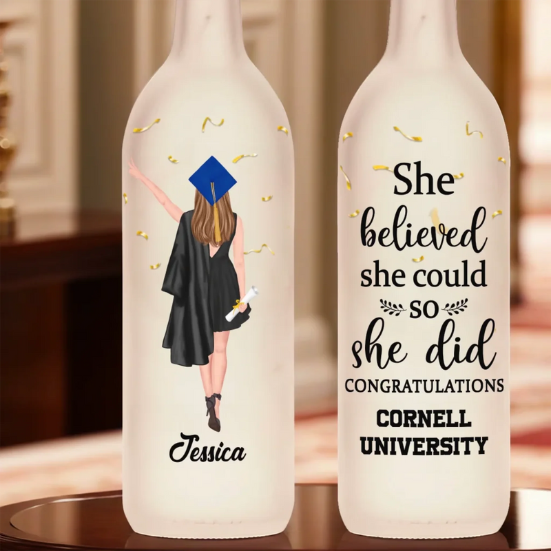 The Future Is Bright, Just Like You - Family Personalized Custom Bottle Lamp - Graduation Gift For Daughter, Granddaughter, Sister