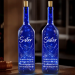 Through Every Moment, A Sister’s Love Shines Bright - Bestie Personalized Custom Blue Bottle Lamp - Gift For Sisters, BFF, Best Friends