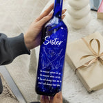 Through Every Moment, A Sister’s Love Shines Bright - Bestie Personalized Custom Blue Bottle Lamp - Gift For Sisters, BFF, Best Friends