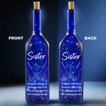 Through Every Moment, A Sister’s Love Shines Bright - Bestie Personalized Custom Blue Bottle Lamp - Gift For Sisters, BFF, Best Friends