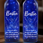 Through Every Moment, A Sister’s Love Shines Bright - Bestie Personalized Custom Blue Bottle Lamp - Gift For Sisters, BFF, Best Friends