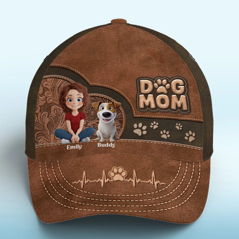 Dog Mom, My Heart Belongs To My Pups - Dog Personalized Custom Hat, All Over Print Classic Cap - Mother's Day, Gift For Pet Owners, Pet Lovers