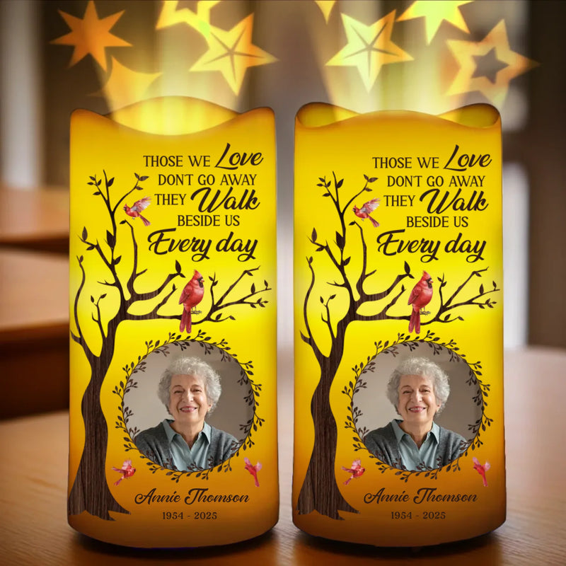 Custom Photo Love Lives On, Even After Goodbye - Memorial Personalized Custom LED Projection Flameless Candle - Sympathy Gift For Family