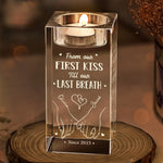 Our Love Story Never Ends - Couple Personalized Custom 3D Crystal Photo Laser Engraved, Crystal Candle Holder - Gift For Couple, Husband, Wife